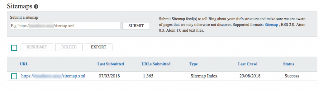 submit sitemap bing webmaster tools